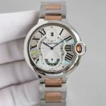 Swiss Cartier Ballon Bleu De Cartier Replica Watch Silver Dial Two Tone Rose Gold 42MM